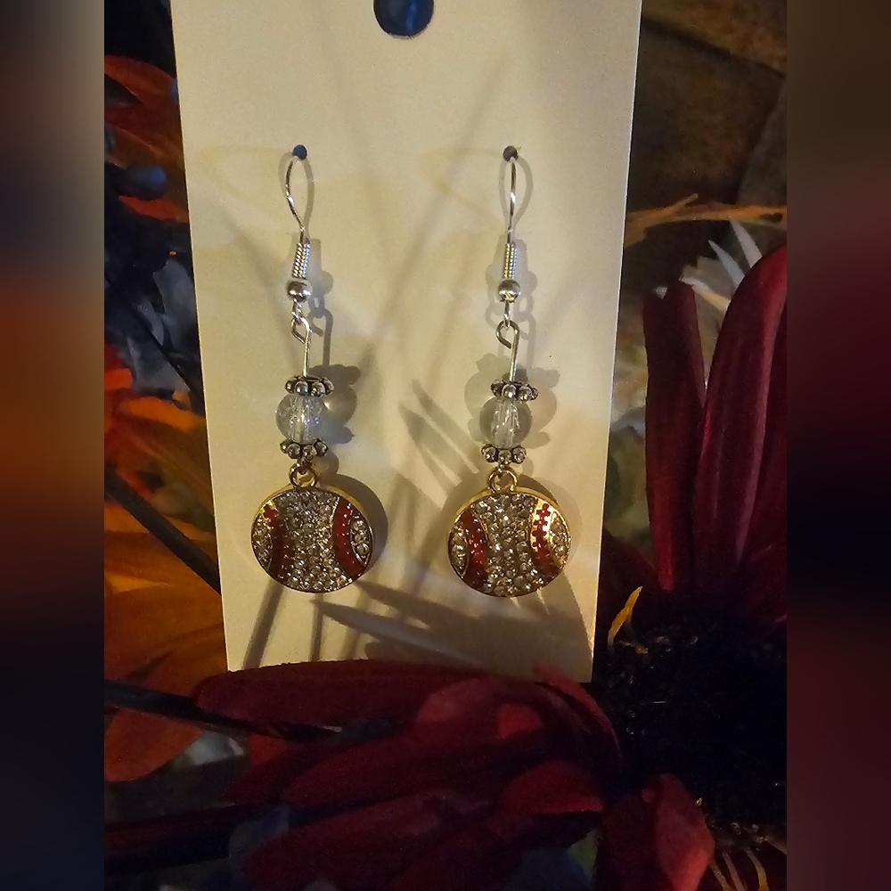 Elegant Red and Silver Dangle Earrings